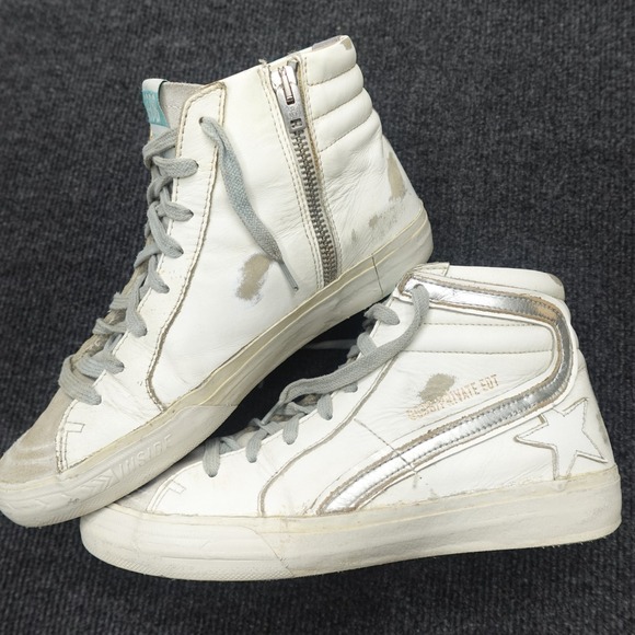 Golden Goose Slide Sneakers High Top LIMITED Edition Women 37 White Silver